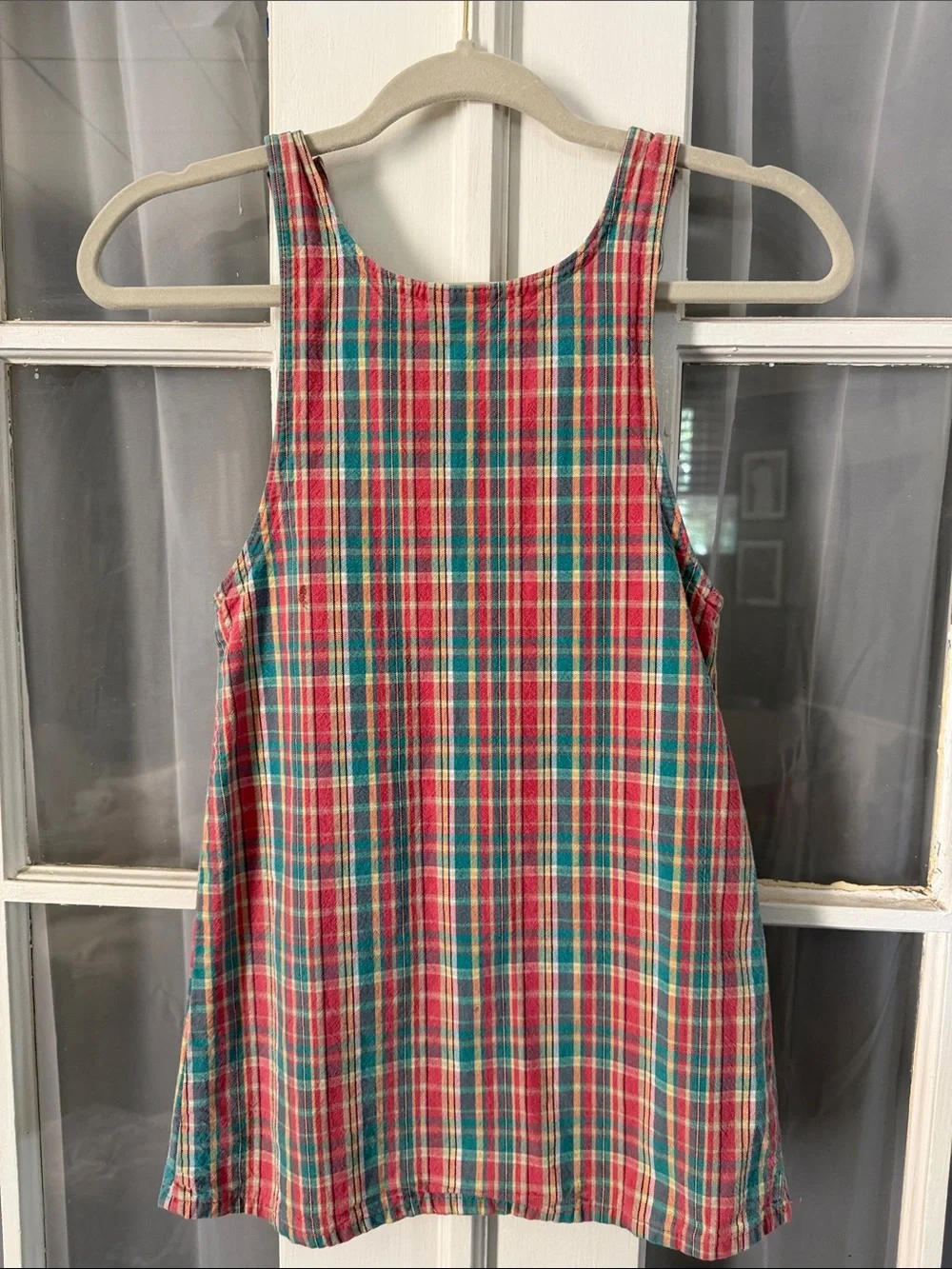 Vintage OshKosh B'gosh 100% Cotton Plaid Skirtall Overall Skirt
